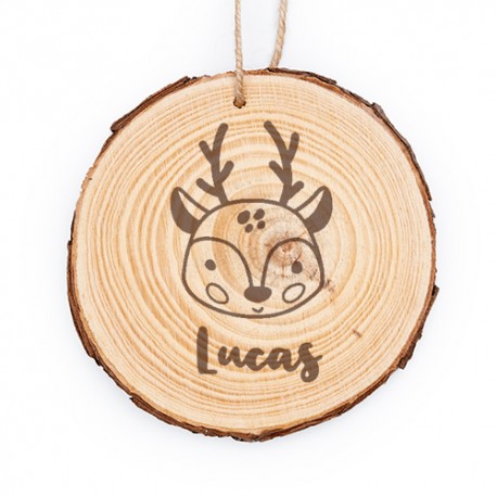 Rodaja madera personalizada Navidad con con el nombre que tu quieras
