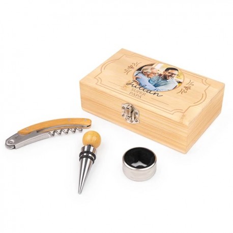 Set de accesorios para vino con estuche personalizado