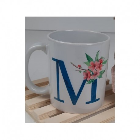 Taza con Inicial y flores