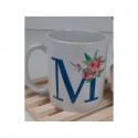 Taza con Inicial y flores