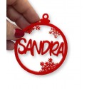 Bola de Navidad Plexy  ROJO 6.5 cm con nombre - Modelo copos nieve