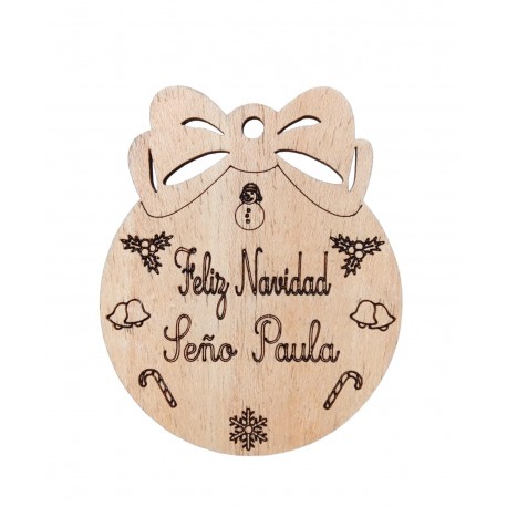 Bola de Navidad Plexy  ROJO 6.5 cm con nombre - Modelo copos nieve