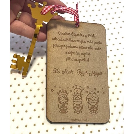 Llave magica y cuelgapuertas  Reyes Magos 14x8.5 cm