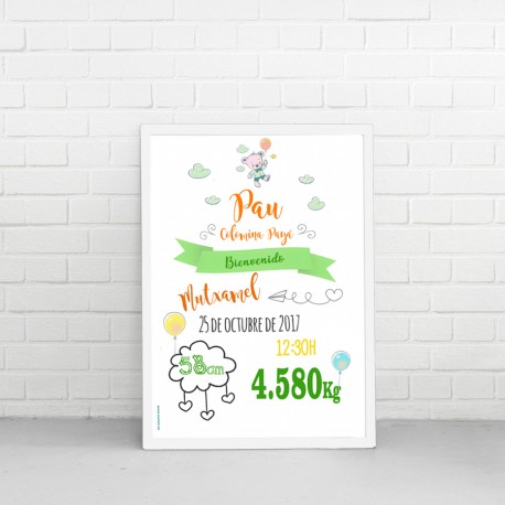 Lámina con marco oso azul