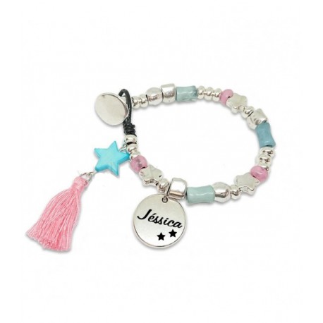PULSERA PERSONALIZADA CON CRISTAL AZUL