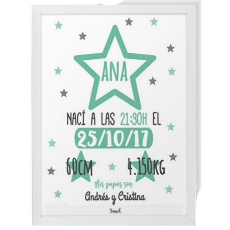 Lámina con marco oso azul